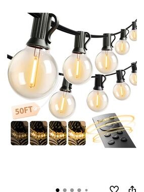 Black Outdoor String Lights. NIB